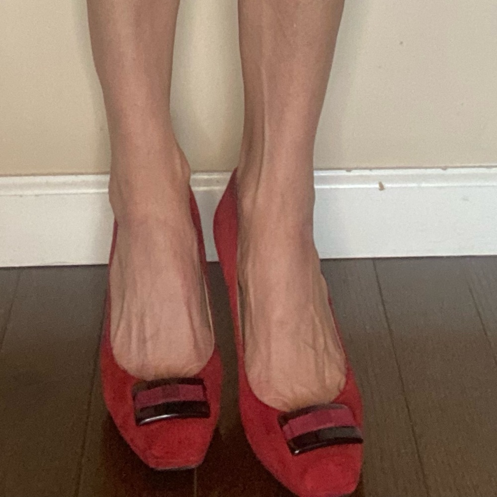 Authentic Joan & David suade red heels
